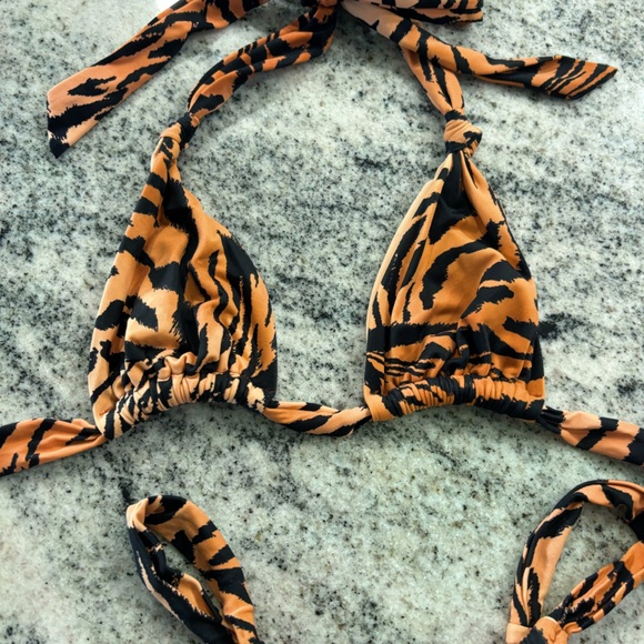Tori Praver Tiger Stripes Bikini Set Brown / Orange - XS - Picture 6 of 9
